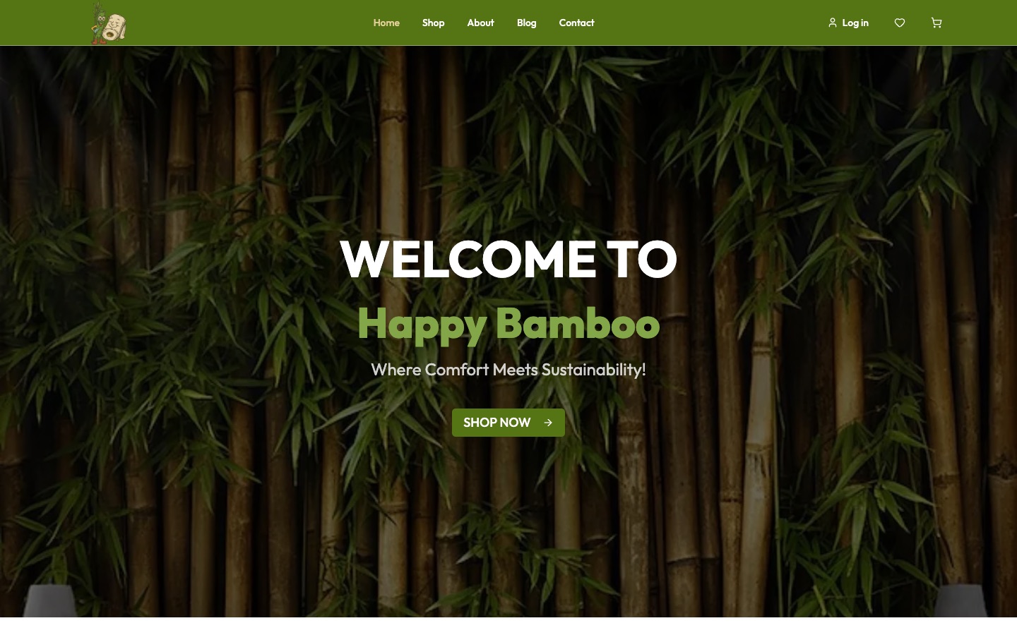Happy Bamboo storefront homepage today