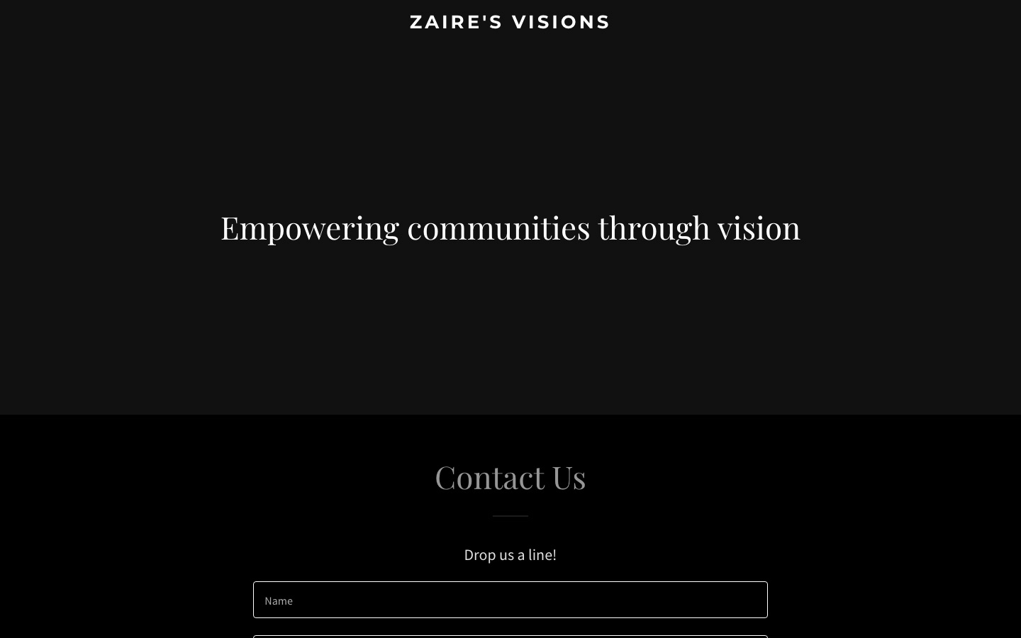 Zaire's Visions one-page GoDaddy site, April 2025